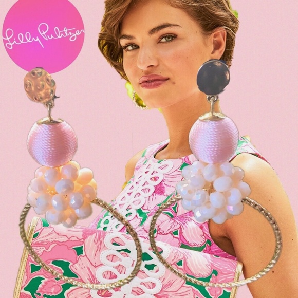 Lilly Pulitzer Jewelry - Lilly Pulitzer NWT 🩷CALIENTE  BEADED HOOPS EARRINGS⭐️ Lightweight Pierced